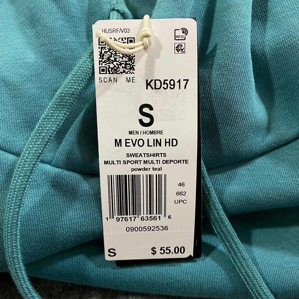 Adidas 3D Retro 70s Striped Logo Hoodie Mens Small Powder Teal Disco Groovy NWT - Picture 8 of 16